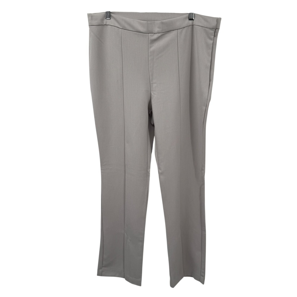 H&M Womens Pleated Split‎ Hem Straight Gray Trouser Size 16 Dress Pant Office